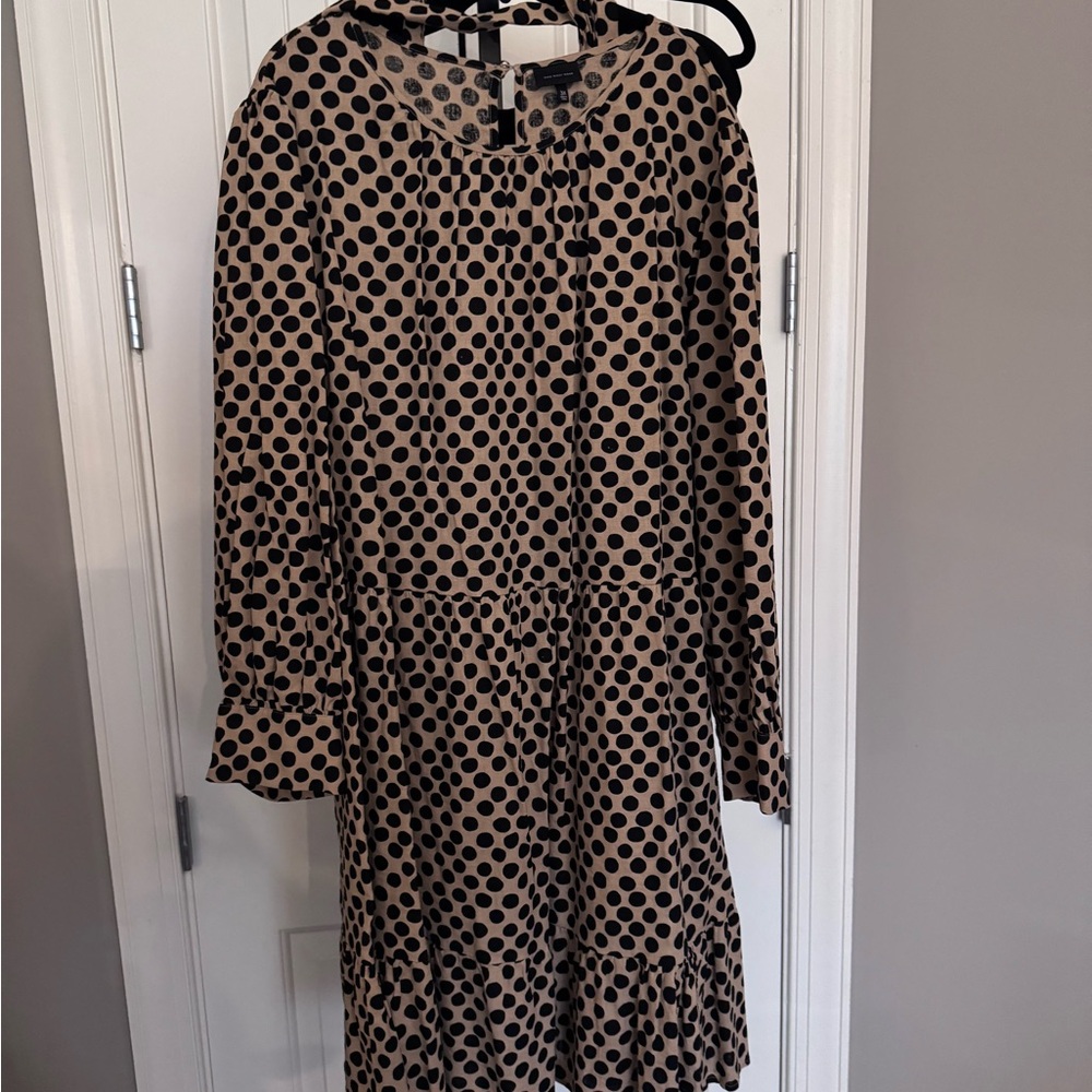 Who What Wear Brown and Cream Bishop Sleeve Sundress - Picture 7 of 13